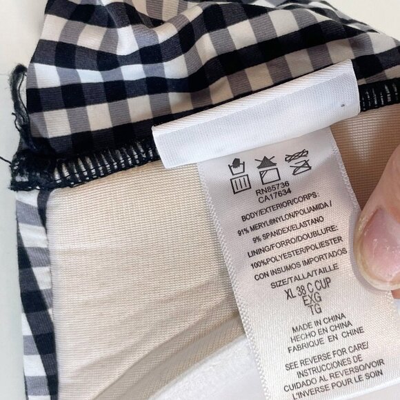 Coco Rave Womens Mini Me Plaid Molded U-Wire Bikini Top XL 38C Swimwear Gingham - Picture 8 of 9